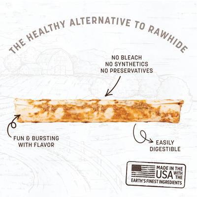 Show full view: Earth Animal No-Hide Large Rolls Long Lasting Natural Rawhide Alternative Pork Recipe Chew Dog Treats, 2 count slide 4 of 11