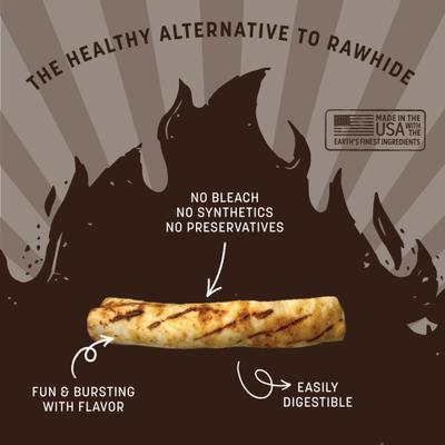 Show full view: Earth Animal No-Hide Medium Roll Long Lasting Natural Rawhide Alternative Barbeque Smoked Chicken & Turkey Recipe Dog Chew Treat slide 4 of 10