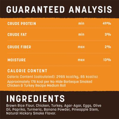 Show full view: Earth Animal No-Hide Medium Roll Long Lasting Natural Rawhide Alternative Barbeque Smoked Chicken & Turkey Recipe Dog Chew Treat slide 8 of 10