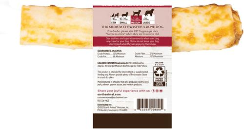 Show full view: Earth Animal No-Hide Medium Rolls Long Lasting Natural Rawhide Alternative Beef Recipe Chew Dog Treats, 1 count slide 3 of 12