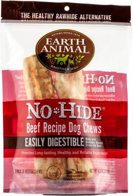 Show full view: Earth Animal No-Hide Medium Rolls Long Lasting Natural Rawhide Alternative Chicken Recipe, 2 count + Beef Recipe, 2 count + Salmon Recipe Chew Dog Treats, 2 count slide 5 of 9