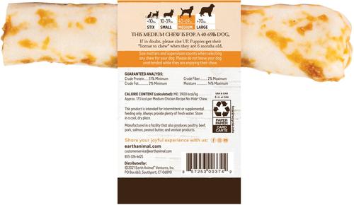 Show full view: Earth Animal No-Hide Medium Rolls Long Lasting Natural Rawhide Alternative Chicken Recipe Chew Dog Treats, 1 count slide 3 of 12