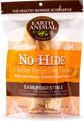 Show full view: Earth Animal No-Hide Medium Rolls Long Lasting Natural Rawhide Alternative Salmon Recipe, 2 count + Peanut Butter Recipe, 2 count + Chicken Recipe Chew Dog Treats, 2 count slide 2 of 10