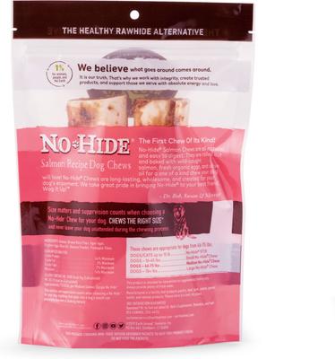 Show full view: Earth Animal No-Hide Medium Rolls Long Lasting Natural Rawhide Alternative Salmon Recipe, 2 count + Peanut Butter Recipe, 2 count + Chicken Recipe Chew Dog Treats, 2 count slide 6 of 10