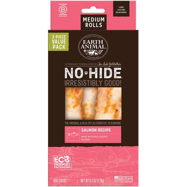 Earth Animal No-Hide Seasonal Medium Rolls Long Lasting Natural Rawhide Alternative Strawberries & Cream Vegetarian Recipe Chew Dog Treats, 1 count