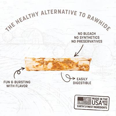 Show full view: Earth Animal No-Hide Medium Rolls Long Lasting Natural Rawhide Alternative Salmon Recipe Chew Dog Treats, 3 count slide 4 of 12