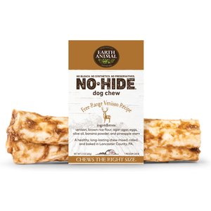 Earth Animal No-Hide Medium Rolls Long Lasting Natural Rawhide Alternative Venison Recipe Chew Dog Treats, 1 count