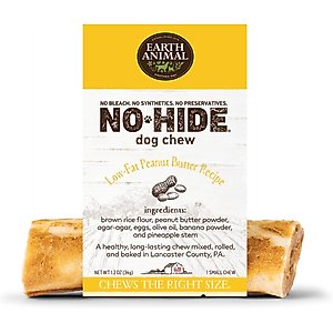 Earth Animal No-Hide Small Rolls Long Lasting Natural Rawhide Alternative Peanut Butter Vegetarian Recipe Chew Dog Treats, 1 count