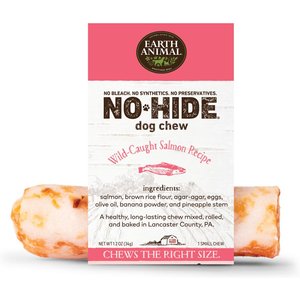 Earth Animal No-Hide Small Rolls Long Lasting Natural Rawhide Alternative Salmon Recipe Chew Dog Treats, 1 count