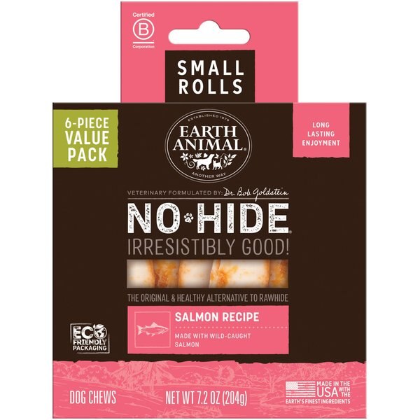 Earth Animal No-Hide Small Rolls Long Lasting Natural Rawhide Alternative Venison Recipe Chew Dog Treats