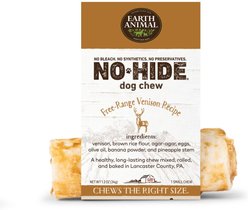 Earth Animal No-Hide Small Rolls Long Lasting Natural Rawhide Alternative Venison Recipe Chew Dog Treats, 1 count