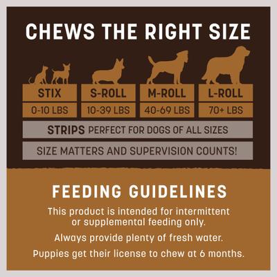 Show full view: Earth Animal No-Hide Small Rolls Long Lasting Natural Rawhide Alternative Venison Recipe Chew Dog Treats, 2 count slide 6 of 12