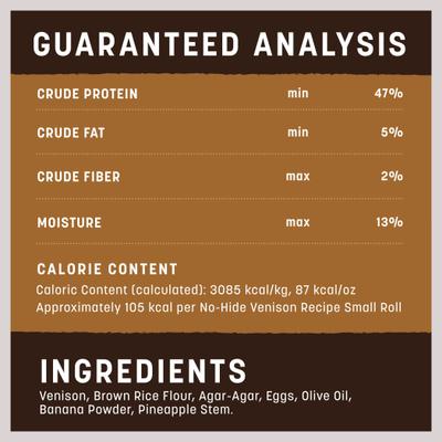 Show full view: Earth Animal No-Hide Small Rolls Long Lasting Natural Rawhide Alternative Venison Recipe Chew Dog Treats, 2 count slide 8 of 12