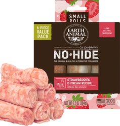 Earth Animal No-Hide Seasonal Small Rolls Long Lasting Natural Rawhide Alternative Strawberries & Cream Vegetarian Recipe Chew Dog Treats, 6 count