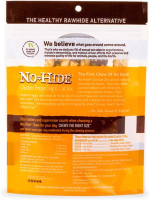 Show full view: Earth Animal No-Hide Stix Long Lasting Natural Rawhide Alternative Chicken Recipe Chew Dog & Cat Treat Sticks, 10 count slide 3 of 12