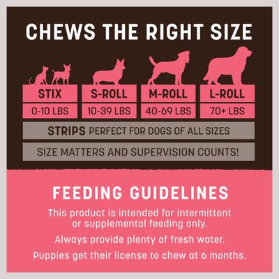 Show full view: Earth Animal No-Hide Stix Long Lasting Natural Rawhide Alternative Salmon Recipe Chew Dog & Cat Treat Sticks, 10 count slide 6 of 12