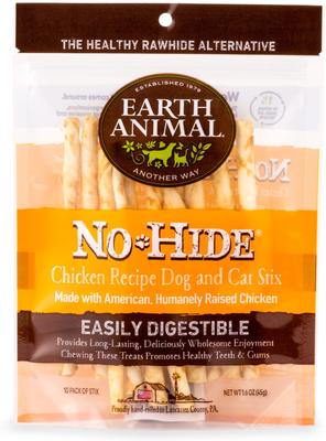 Show full view: Earth Animal No-Hide Stix Long Lasting Natural Rawhide Alternative Salmon Recipe Dog & Cat Treats, 10 count + Chicken Recipe, 10 count + Beef Recipe Chew, 10 count slide 2 of 10