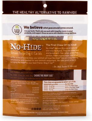 Show full view: Earth Animal No-Hide Stix Long Lasting Natural Rawhide Alternative Venison Recipe Chew Dog & Cat Treat Sticks, 10 count slide 3 of 12