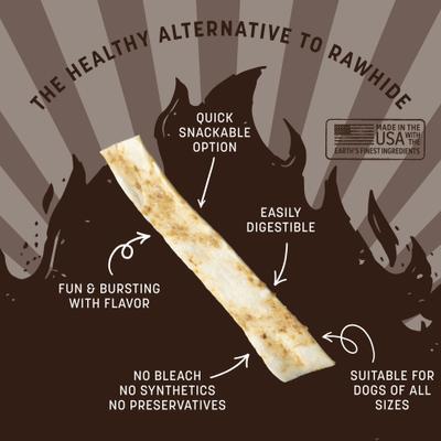 Show full view: Earth Animal No-Hide Strips Natural Rawhide Alternative Barbeque Smoked Chicken & Turkey Recipe Chew Dog Treats, 4 count slide 5 of 10