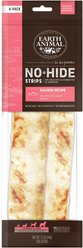Earth Animal No-Hide Strips Thin Natural Rawhide Alternative Salmon Recipe Chew Dog Treat, 4 count