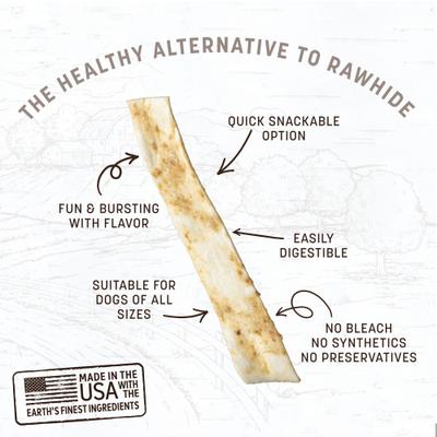 Show full view: Earth Animal No-Hide Strips Thin Natural Rawhide Alternative Salmon Recipe Chew Dog Treat, 4 count slide 5 of 12