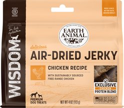 Earth Animal Wisdom Air-Dried Chicken Recipe Premium Natural Jerky Strips Dog Treats, 4-oz bag