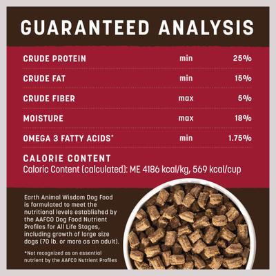 Show full view: Earth Animal Wisdom Air-Dried From the Land Recipe with Venison, Beef, & Bison Premium Natural Dog Food, 32-oz bag slide 6 of 11