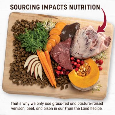 Show full view: Earth Animal Wisdom Air-Dried From the Land Recipe with Venison, Beef, & Bison Premium Natural Dog Food, 32-oz bag slide 4 of 11