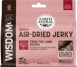 Earth Animal Wisdom Air-Dried From the Land Recipe with Venison, Beef, & Bison Premium Natural Jerky Strips Dog Treats, 4-oz bag slide 1 of 8