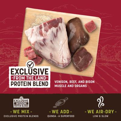 Show full view: Earth Animal Wisdom Air-Dried From the Land Recipe with Venison, Beef, & Bison Premium Natural Jerky Strips Dog Treats, 4-oz bag slide 5 of 10