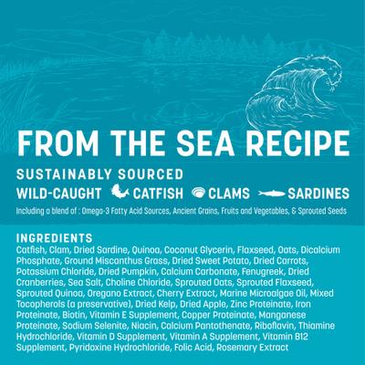 Show full view: Earth Animal Wisdom Air-Dried From the Sea Recipe with Catfish, Clams, & Sardines Premium Natural Dog Food, 128-oz bag slide 5 of 11