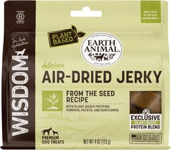 Earth Animal Wisdom Air-Dried From the Seed Recipe Premium Natural Plant-Based Jerky Strips Dog Treats, 4-oz bag