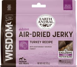 Earth Animal Wisdom Air-Dried Turkey Recipe Premium Natural Jerky Strips Dog Treats, 4-oz bag