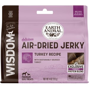 Earth Animal Wisdom Air-Dried Turkey Recipe Premium Natural Jerky Strips Dog Treats, 4-oz bag