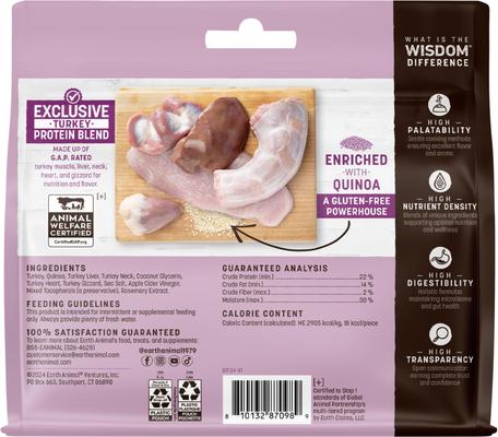 Show full view: Earth Animal Wisdom Air-Dried Turkey Recipe Premium Natural Jerky Strips Dog Treats, 4-oz bag slide 3 of 10