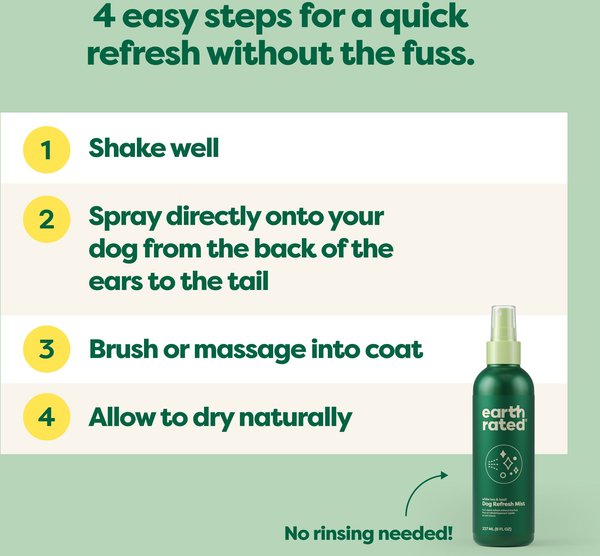 Show full view: Earth Rated Deodorizing & Conditioning Refresh Mist for Dogs, White Tea & Basil Scent, 8-fl oz bottle slide 5 of 9
