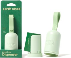 Earth Rated Dog Poop Bag Holder with Dog Poop Bags, Unscented, 1 Dispenser & 15 Bags