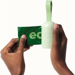Earth Rated Dog Poop Bag Holder with Dog Poop Bags, Unscented, 1 Dispenser & 15 Bags