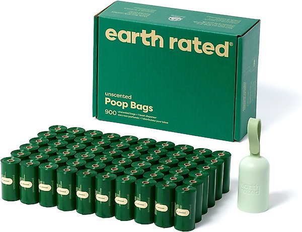 Show full view: Earth Rated Dog Poop Bag Holder with Dog Poop Bags, Unscented, 1 Dispenser & 900 Bags slide 1 of 9