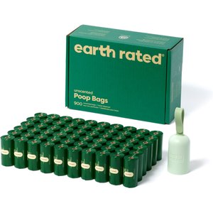 Earth Rated Dog Poop Bag Holder with Dog Poop Bags, Unscented, 1 Dispenser & 900 Bags