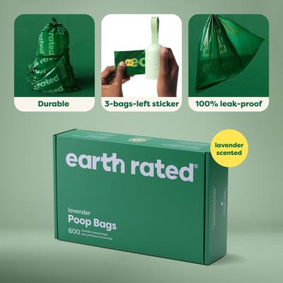 Show full view: Earth Rated Dog Poop Bags, Refill Rolls, Lavender Scented, 600 count slide 2 of 8