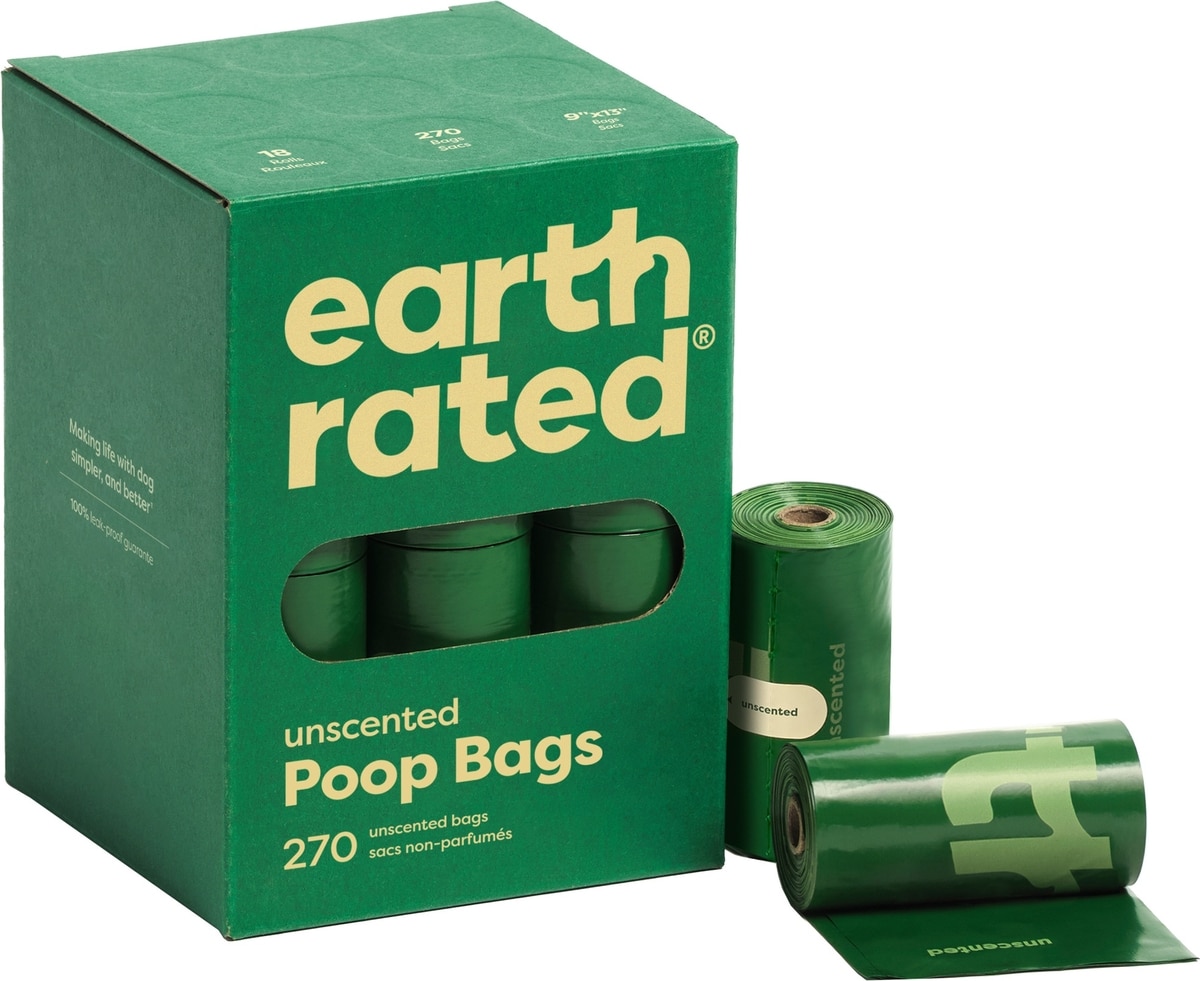EARTH RATED Dog Poop Bags, Refill Rolls, Unscented, 270 count