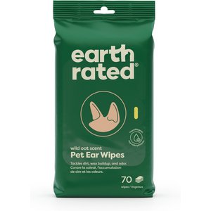 Earth Rated Hypoallergenic Pet Ear Wipes Wild Oat Scent, 70 count