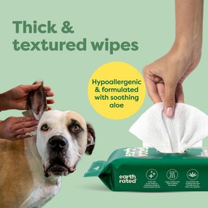 Earth Rated Hypoallergenic Pet Ear Wipes Wild Oat Scent, 70 count