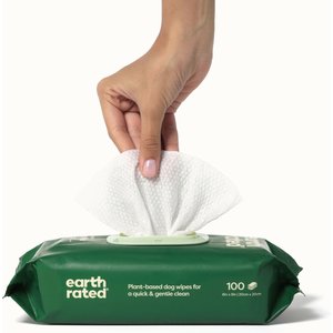 Earth Rated Thick Hypoallergenic Dog Grooming Wipes, Unscented, 100 count