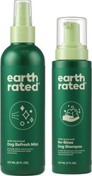 Earth Rated Waterless White Tea & Basil Dog Bath Bundle: Deodorizing Refresh Mist + No-Rinse Foaming Dog Shampoo