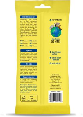 Show full view: Earthbath Fragrance Free Hypoallergenic Cat & Dog Eye Wipes, 30 count slide 7 of 10