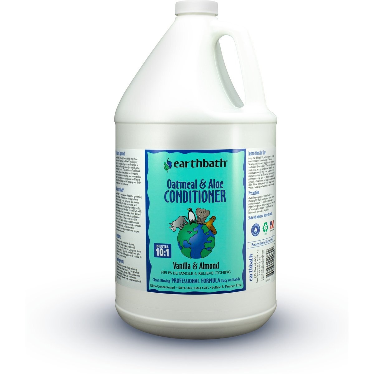 Earthbath Oatmeal & Aloe Itch Relief Dog & Cat Conditioner, Vanilla & Almond, 128-fl oz bottle