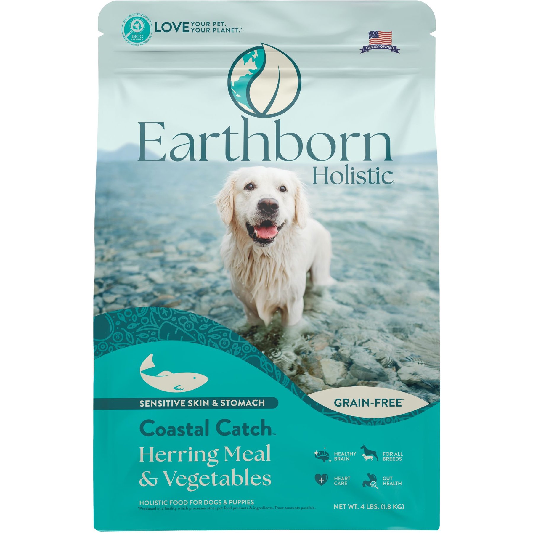 Earthborn Holistic Coastal Catch Herring Meal & Vegetables Grain-Free Dry Dog Food, 4-lb bag