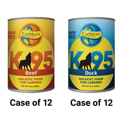 Show full view: Earthborn Holistic K95 Beef Recipe + K95 Duck Recipe Canned Dog Food slide 1 of 9